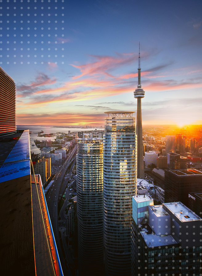 Toronto cityscape at sunset